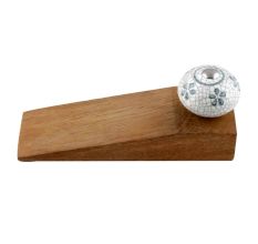 2 Pieces Grey Floral Crackle Ceramic Wooden Door Stopper